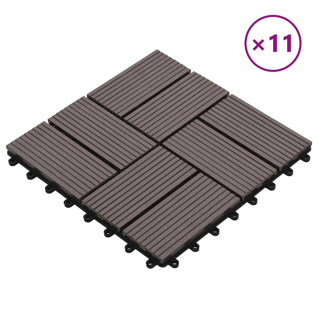 Terrassenfliese 11 pcs Dunkelbraun 30 x 30 cm WPC
