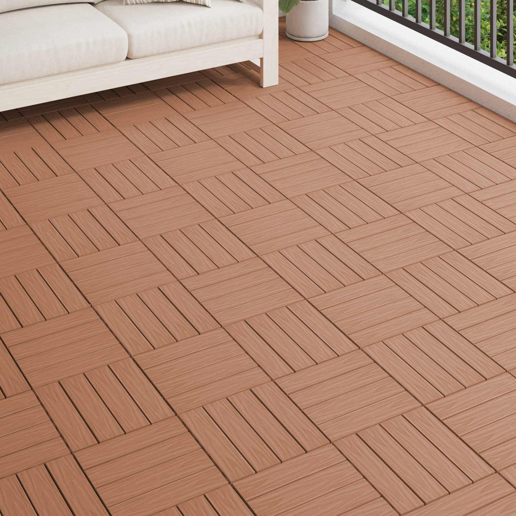 Terrassenfliese 3D-Design 11 pcs Hellbraun 30 x 30 cm WPC