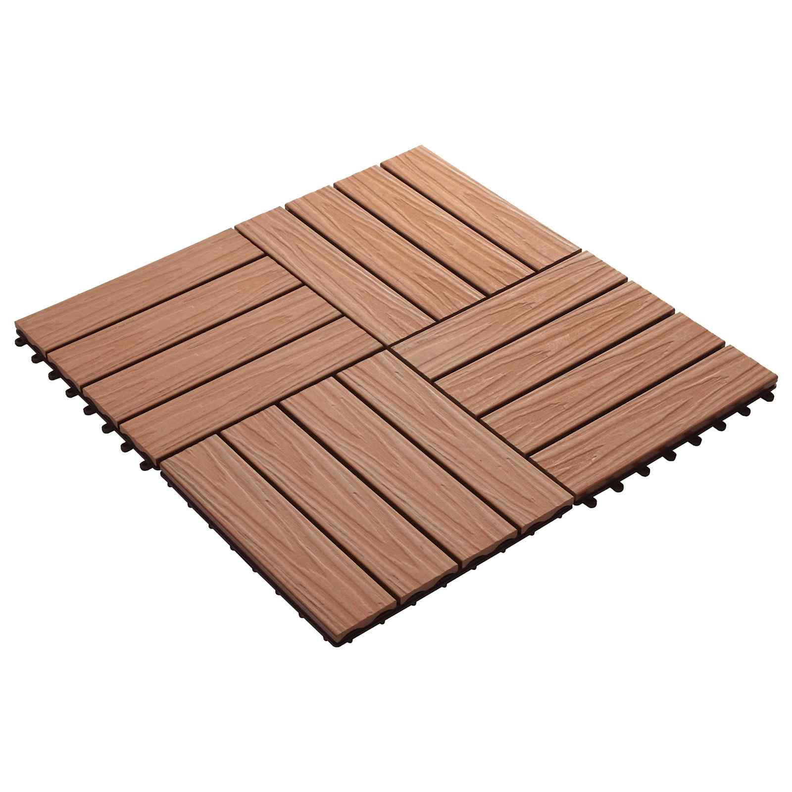 Terrassenfliese 3D-Design 11 pcs Hellbraun 30 x 30 cm WPC