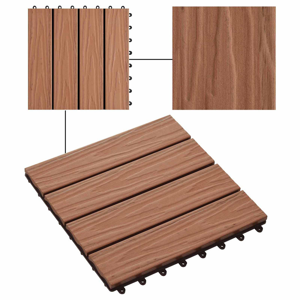 Terrassenfliese 3D-Design 11 pcs Hellbraun 30 x 30 cm WPC