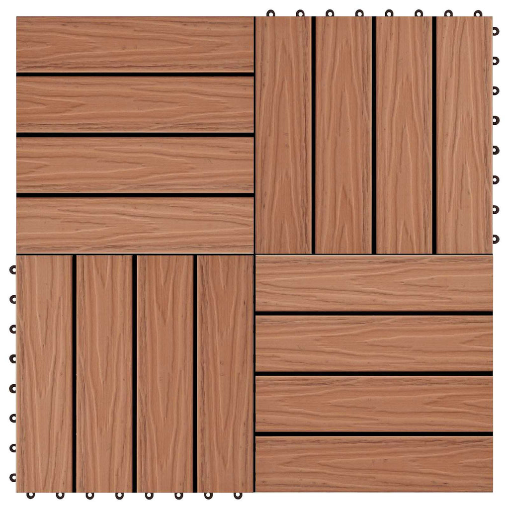 Terrassenfliese 3D-Design 11 pcs Hellbraun 30 x 30 cm WPC