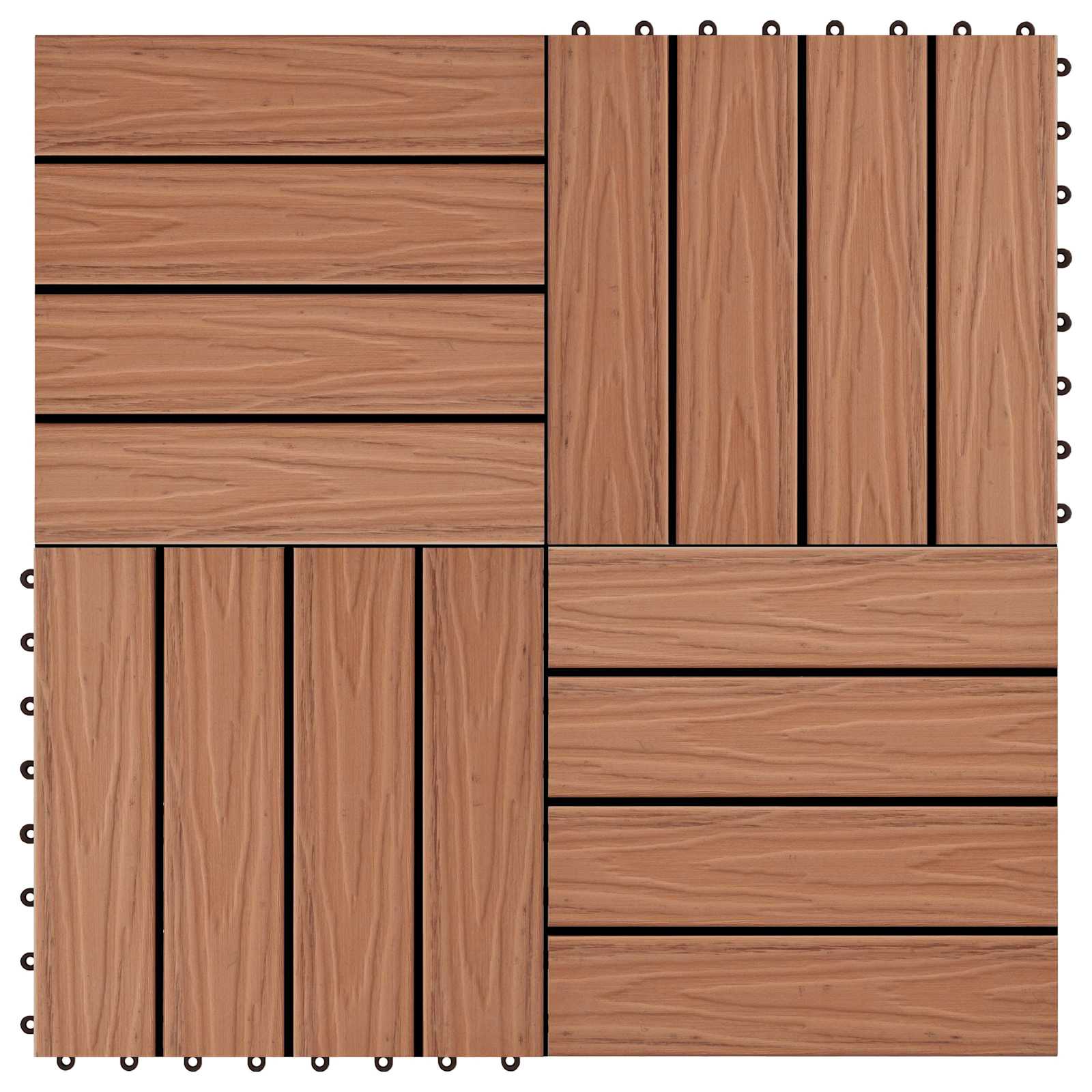 Terrassenfliese 3D-Design 11 pcs Hellbraun 30 x 30 cm WPC