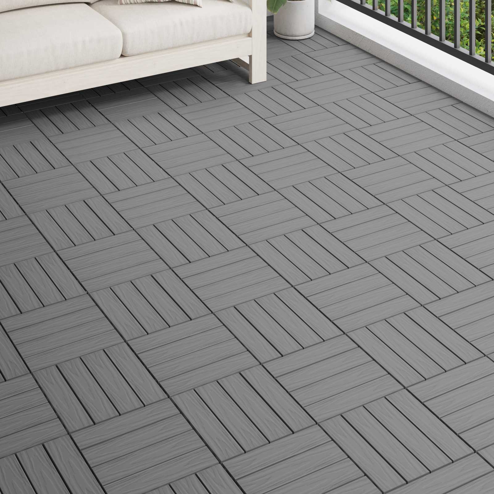 Terrassenfliese 3D-Design 11 pcs Grau 30 x 30 cm WPC