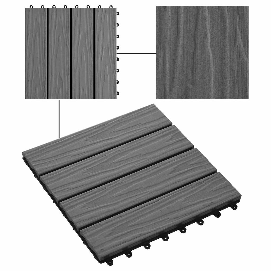 Terrassenfliese 3D-Design 11 pcs Grau 30 x 30 cm WPC