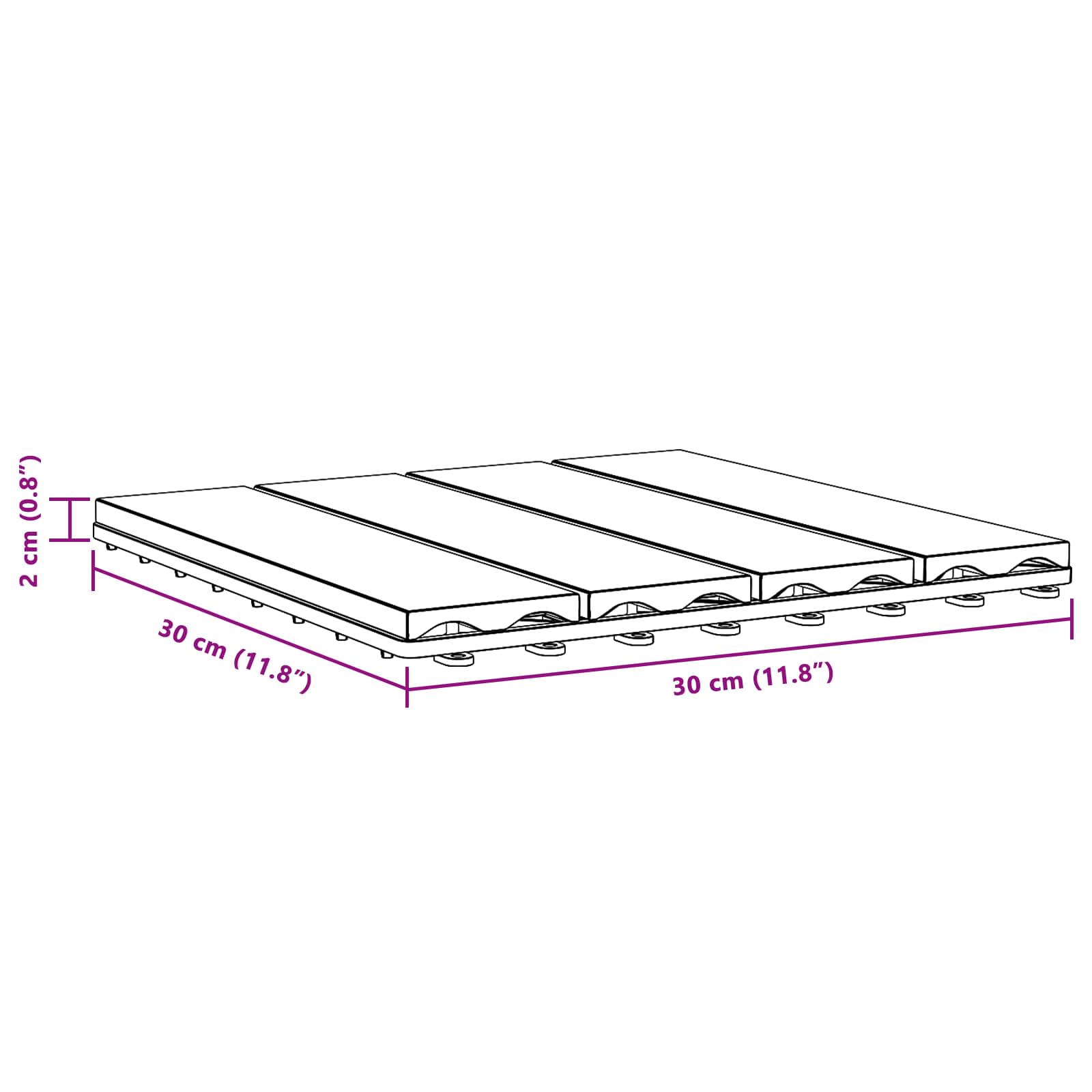 Terrassenfliese 3D-Design 11 pcs Grau 30 x 30 cm WPC