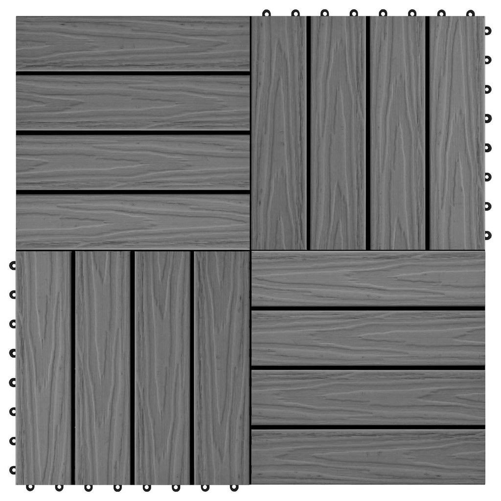Terrassenfliese 3D-Design 11 pcs Grau 30 x 30 cm WPC