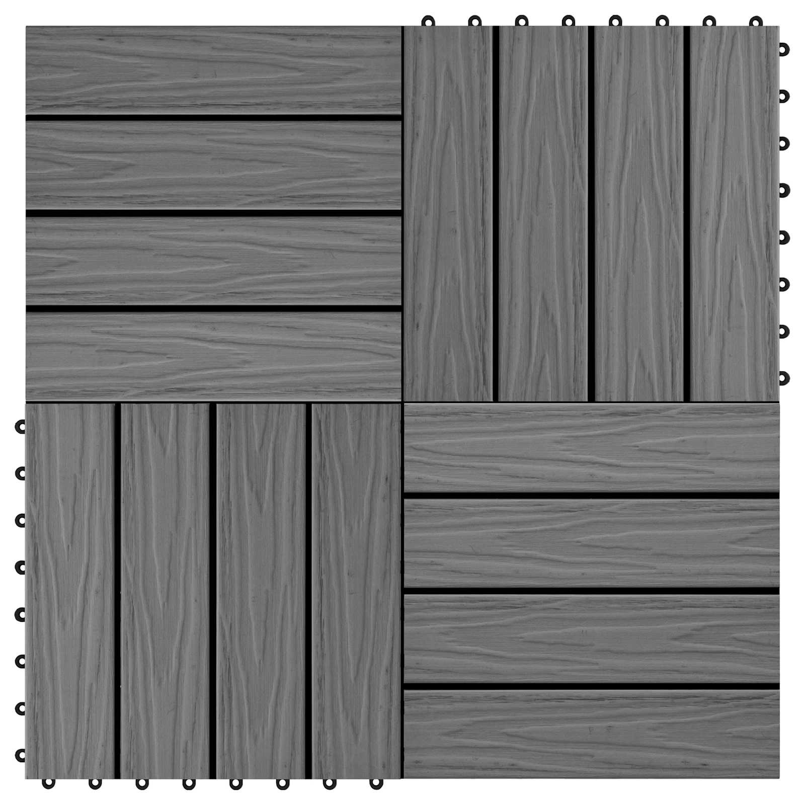 Terrassenfliese 3D-Design 11 pcs Grau 30 x 30 cm WPC