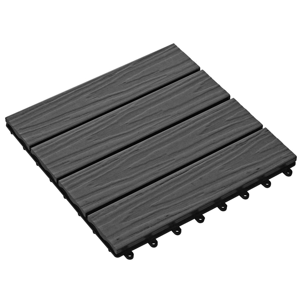 Terrassenfliese 3D-Design 11 pcs Schwarz 30 x 30 cm WPC