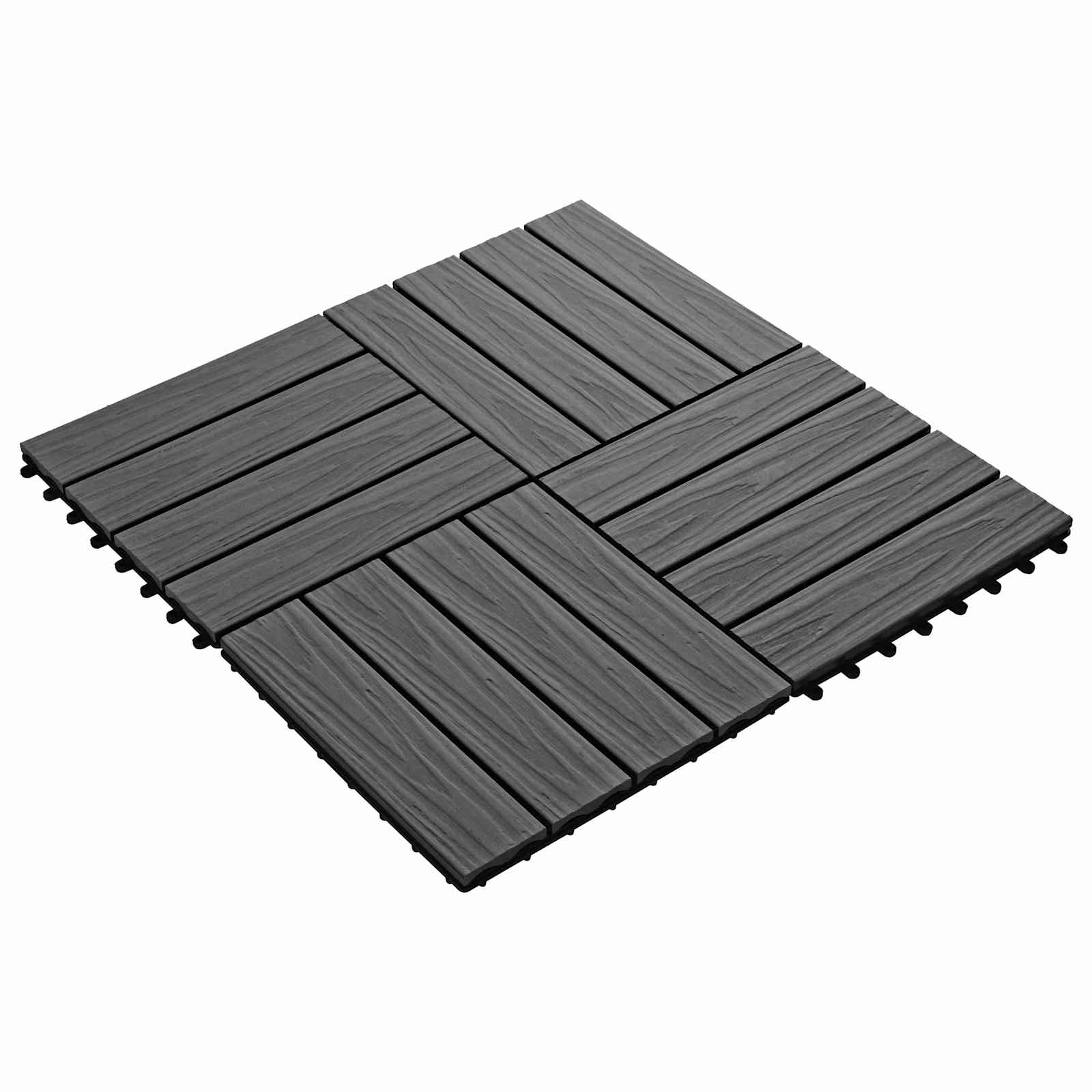 Terrassenfliese 3D-Design 11 pcs Schwarz 30 x 30 cm WPC