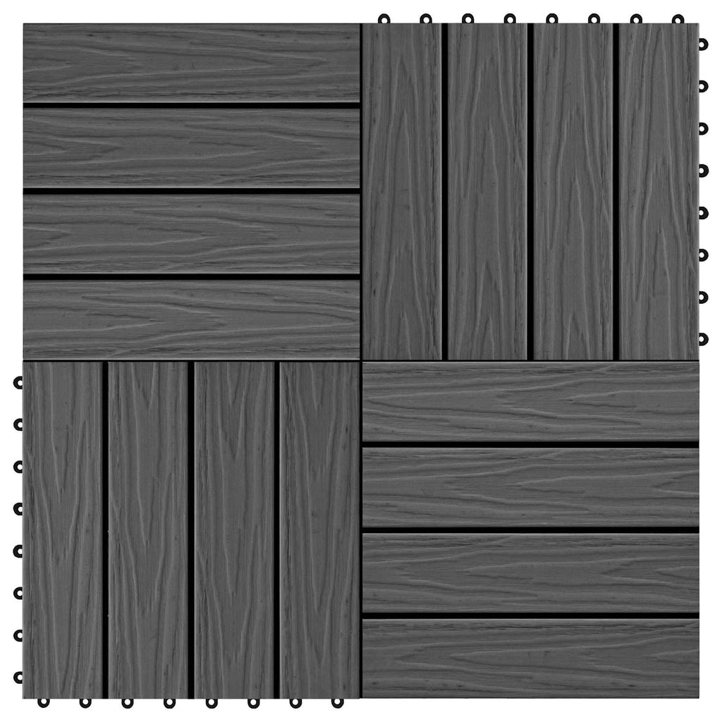 Terrassenfliese 3D-Design 11 pcs Schwarz 30 x 30 cm WPC