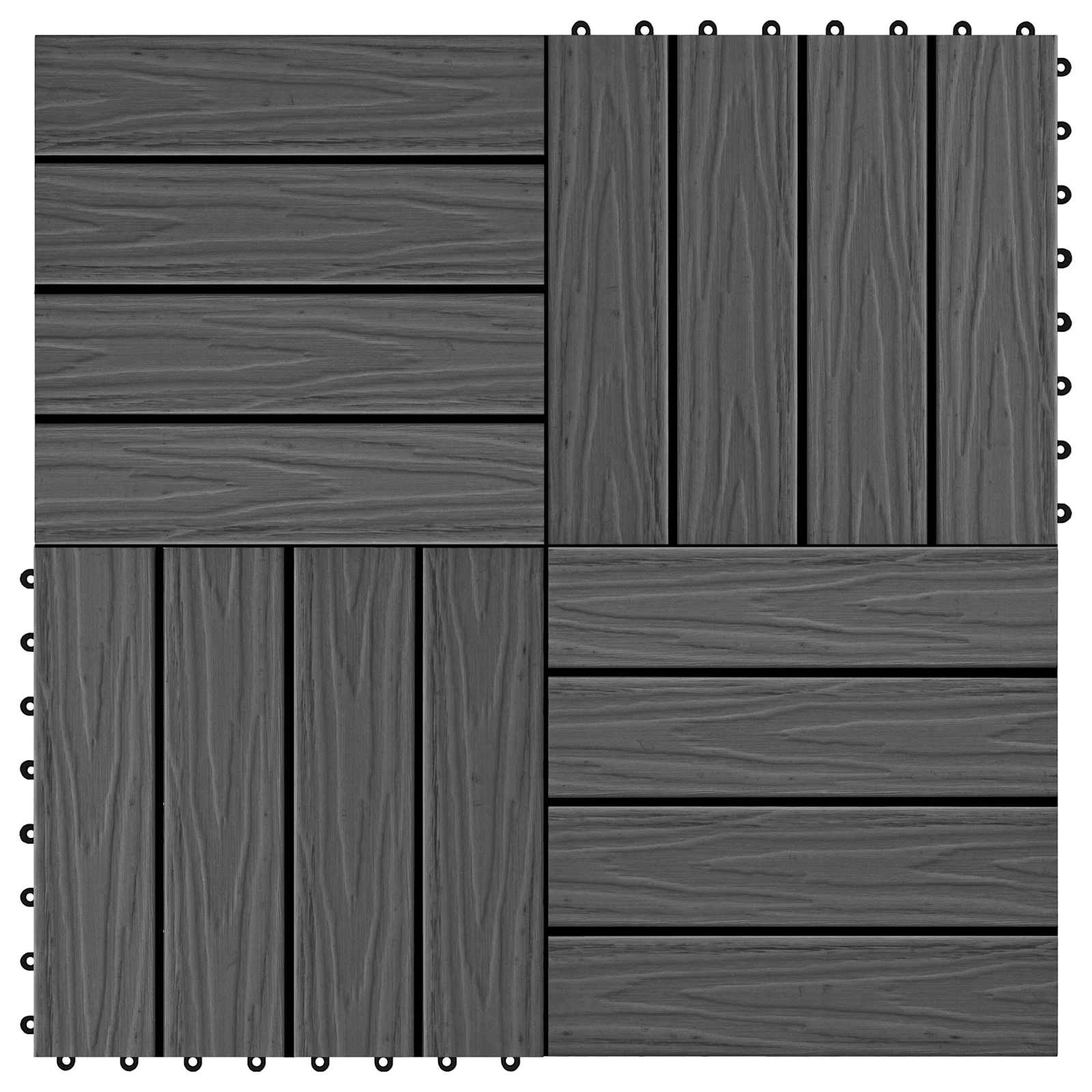 Terrassenfliese 3D-Design 11 pcs Schwarz 30 x 30 cm WPC