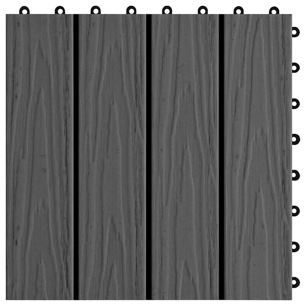 Terrassenfliese 3D-Design 11 pcs Schwarz 30 x 30 cm WPC