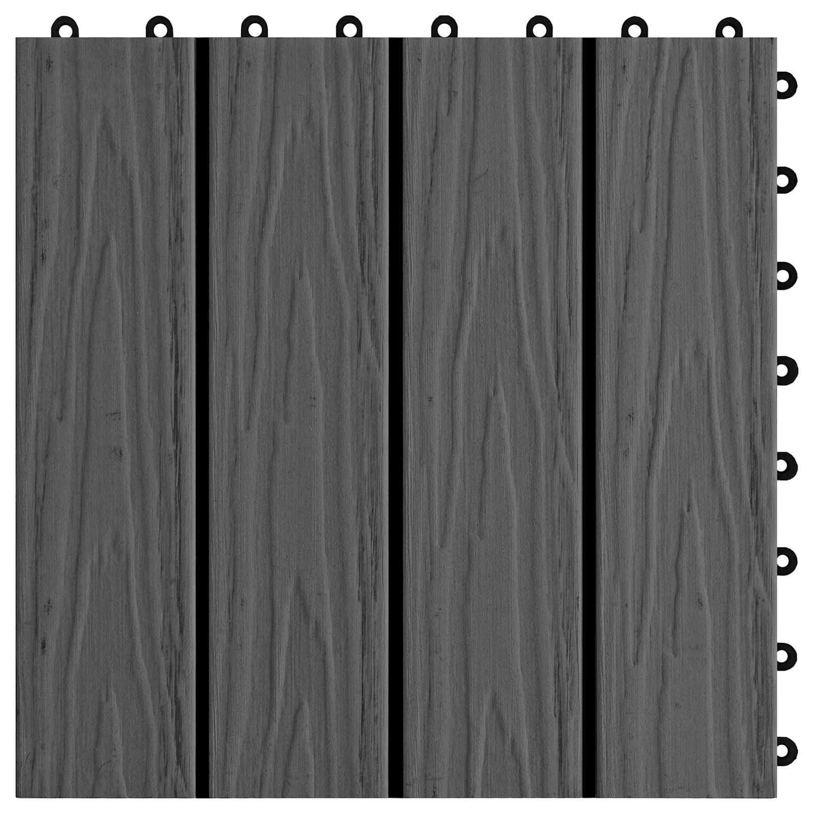 Terrassenfliese 3D-Design 11 pcs Schwarz 30 x 30 cm WPC