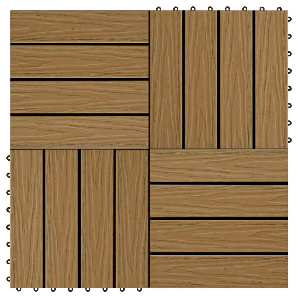 Terrassenfliese 3D-Design 11 pcs Teak 30 x 30 cm WPC
