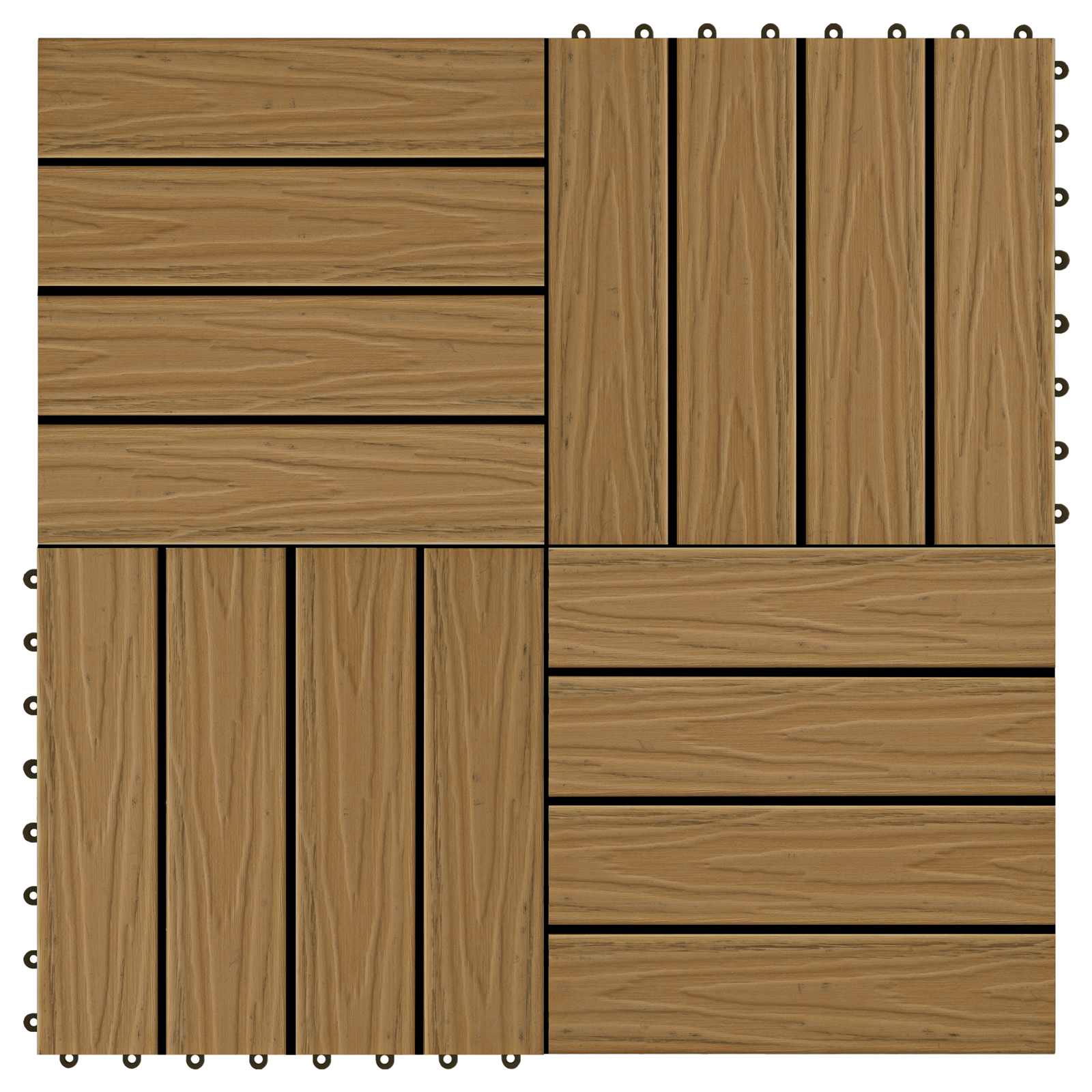 Terrassenfliese 3D-Design 11 pcs Teak 30 x 30 cm WPC
