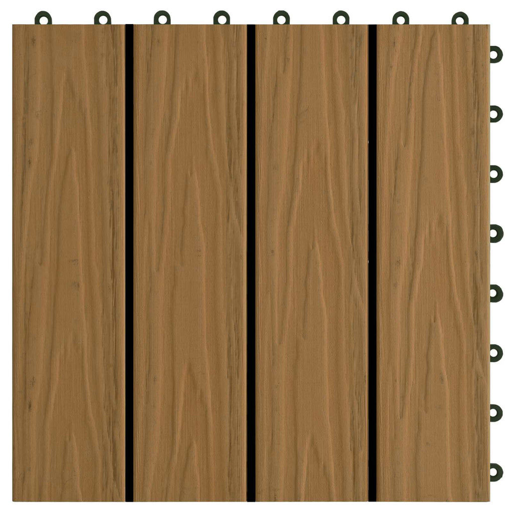 Terrassenfliese 3D-Design 11 pcs Teak 30 x 30 cm WPC