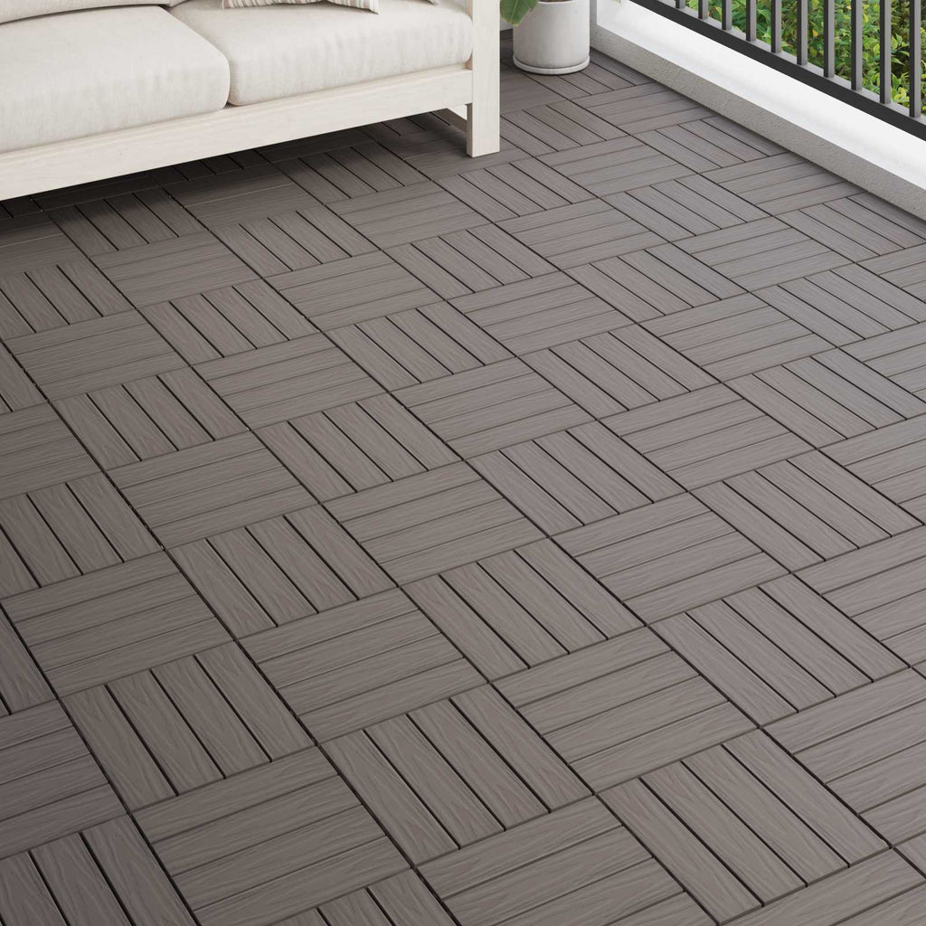 Terrassenfliese 3D-Design 11 pcs Dunkelbraun 30 x 30 cm WPC