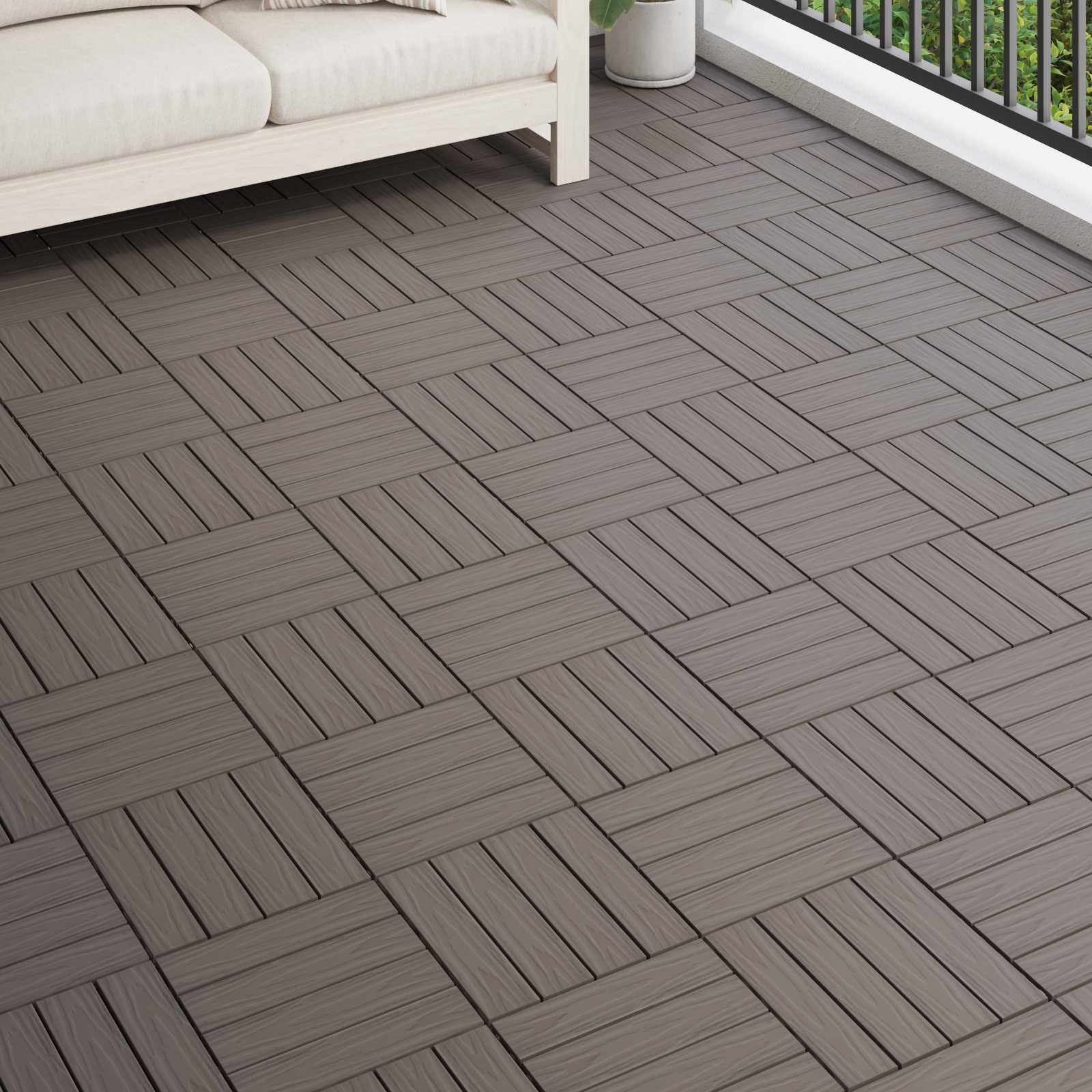 Terrassenfliese 3D-Design 11 pcs Dunkelbraun 30 x 30 cm WPC