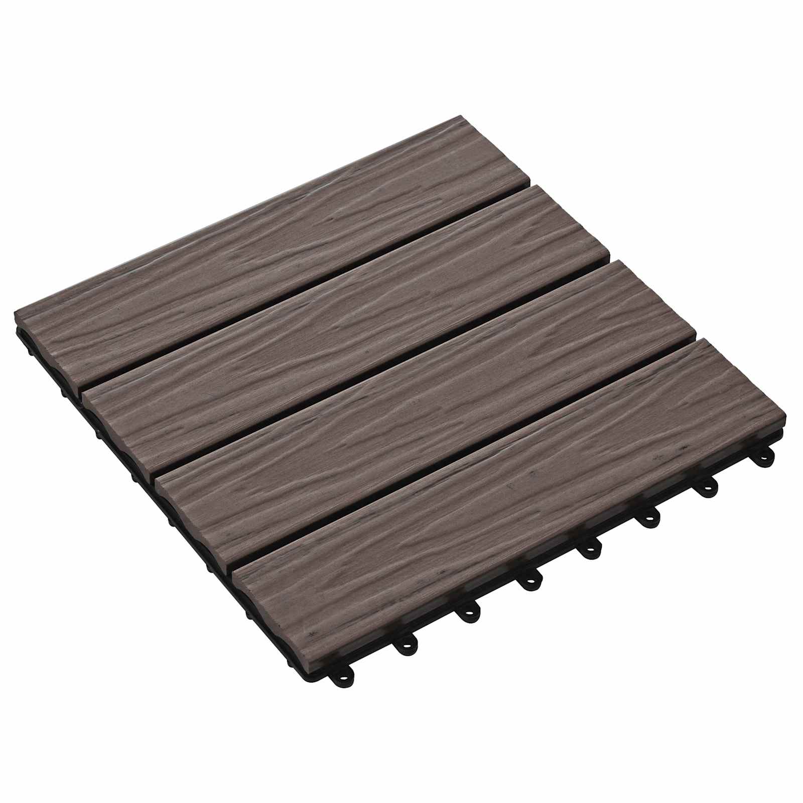 Terrassenfliese 3D-Design 11 pcs Dunkelbraun 30 x 30 cm WPC