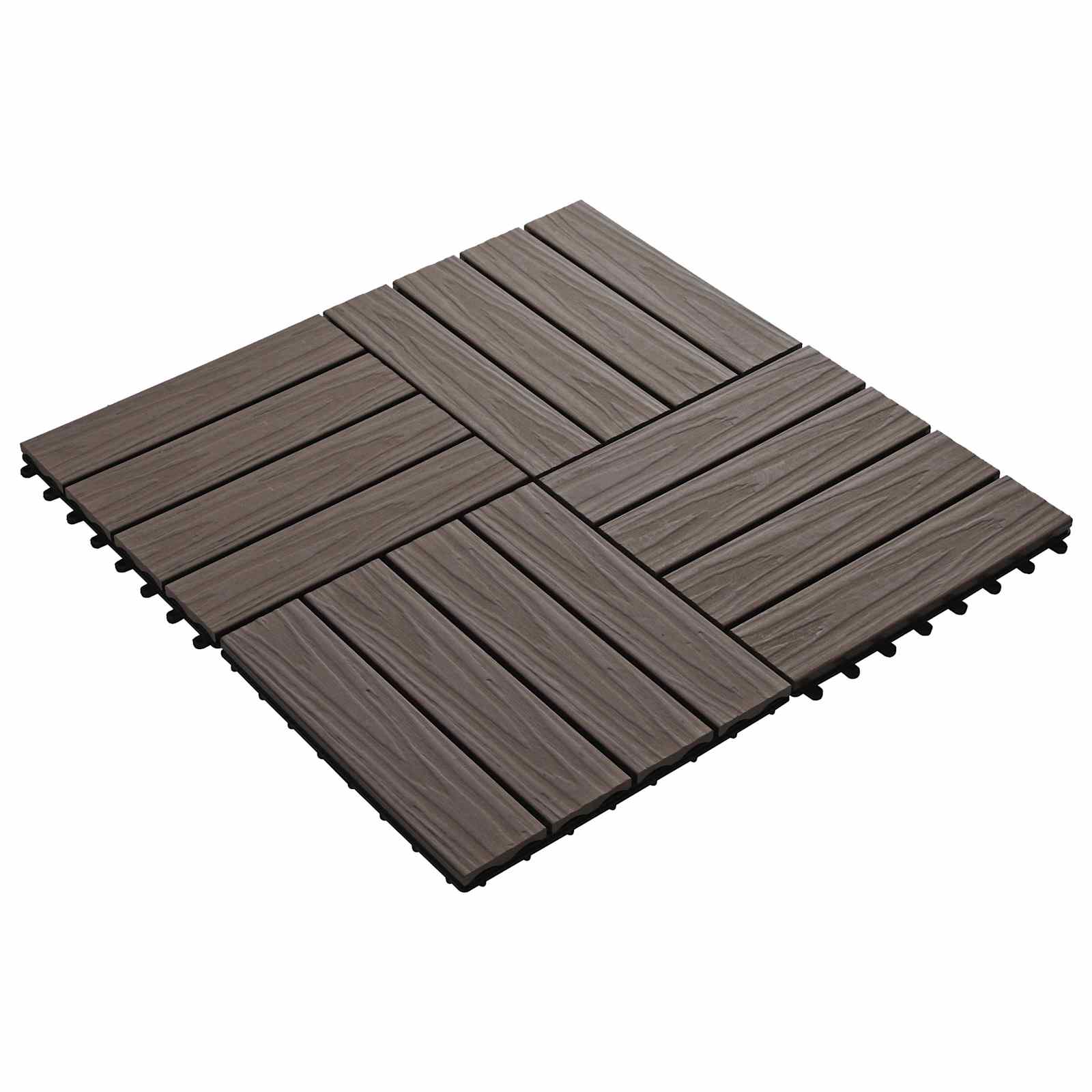 Terrassenfliese 3D-Design 11 pcs Dunkelbraun 30 x 30 cm WPC