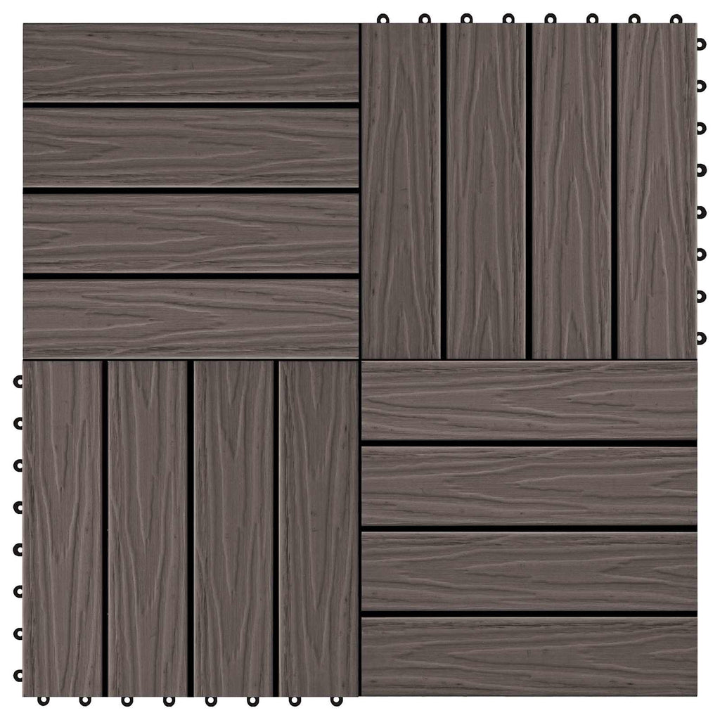 Terrassenfliese 3D-Design 11 pcs Dunkelbraun 30 x 30 cm WPC