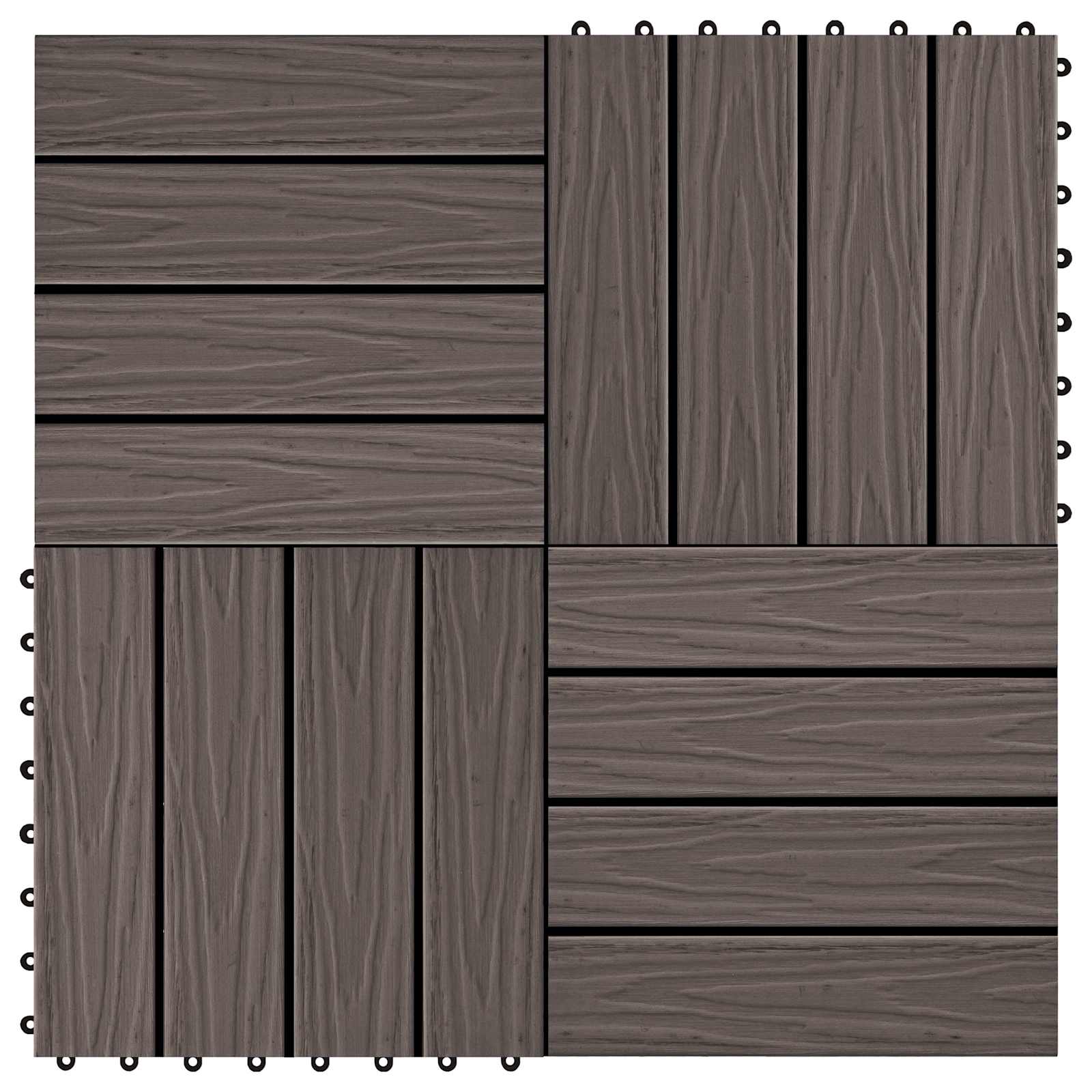 Terrassenfliese 3D-Design 11 pcs Dunkelbraun 30 x 30 cm WPC