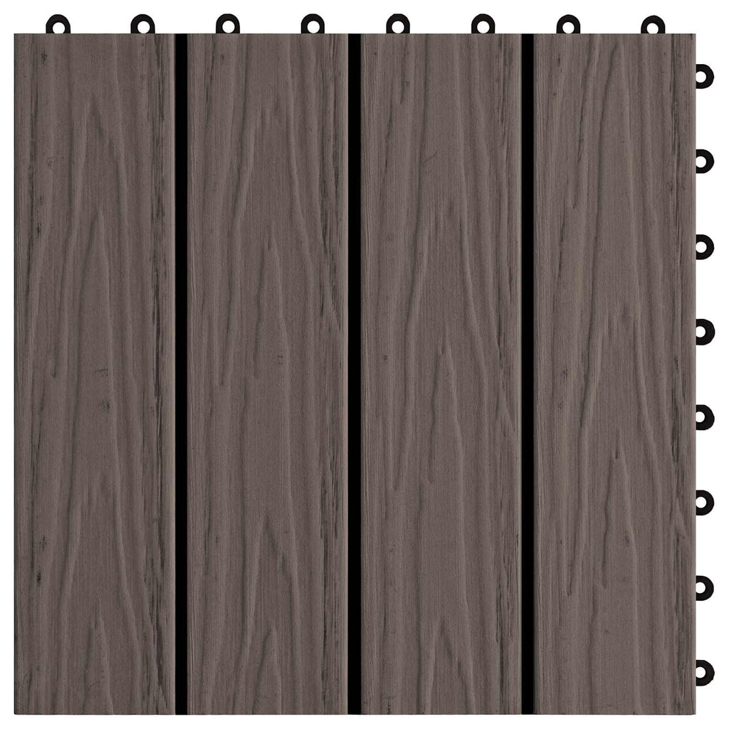 Terrassenfliese 3D-Design 11 pcs Dunkelbraun 30 x 30 cm WPC