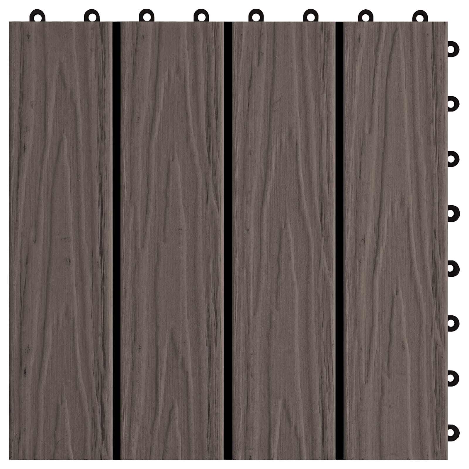 Terrassenfliese 3D-Design 11 pcs Dunkelbraun 30 x 30 cm WPC