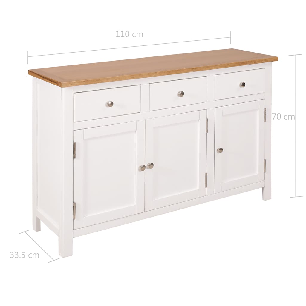 Sideboard 110x33,5x70 cm Massivholz Eiche
