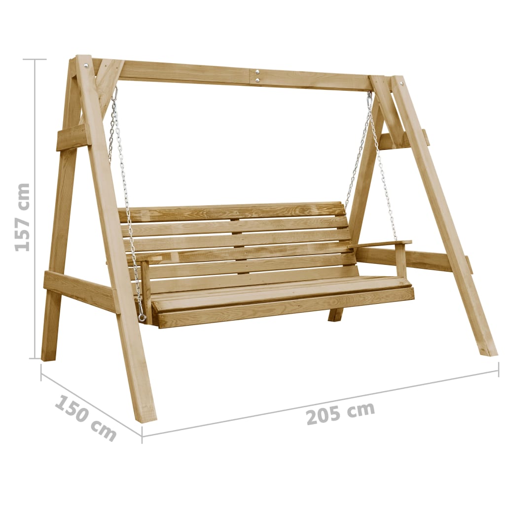 Schaukelbank Imprägniertes Kiefernholz 205x150x157 cm