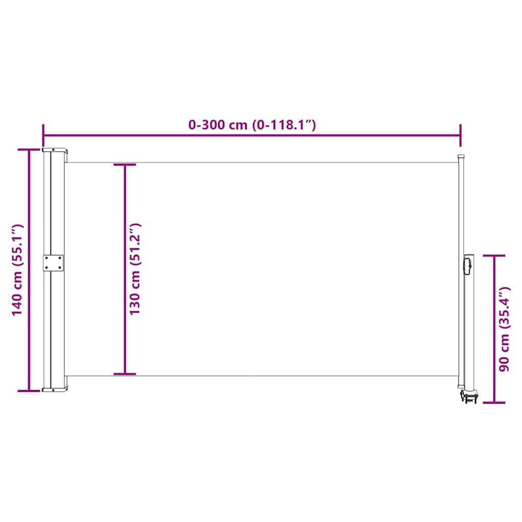 Ausziehbare Seitenmarkise 140x300 cm Grau