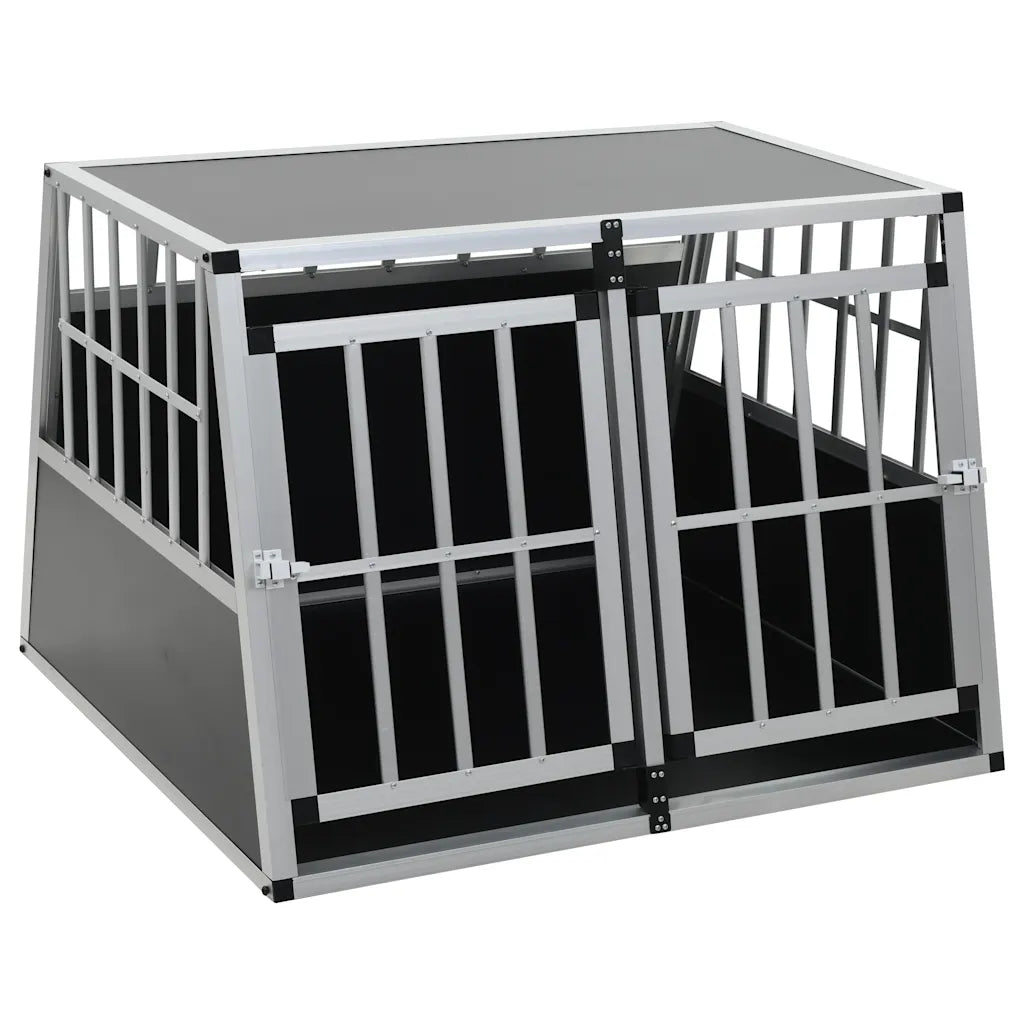 Hundetransportbox mit Doppeltür in schräger Vorderansicht