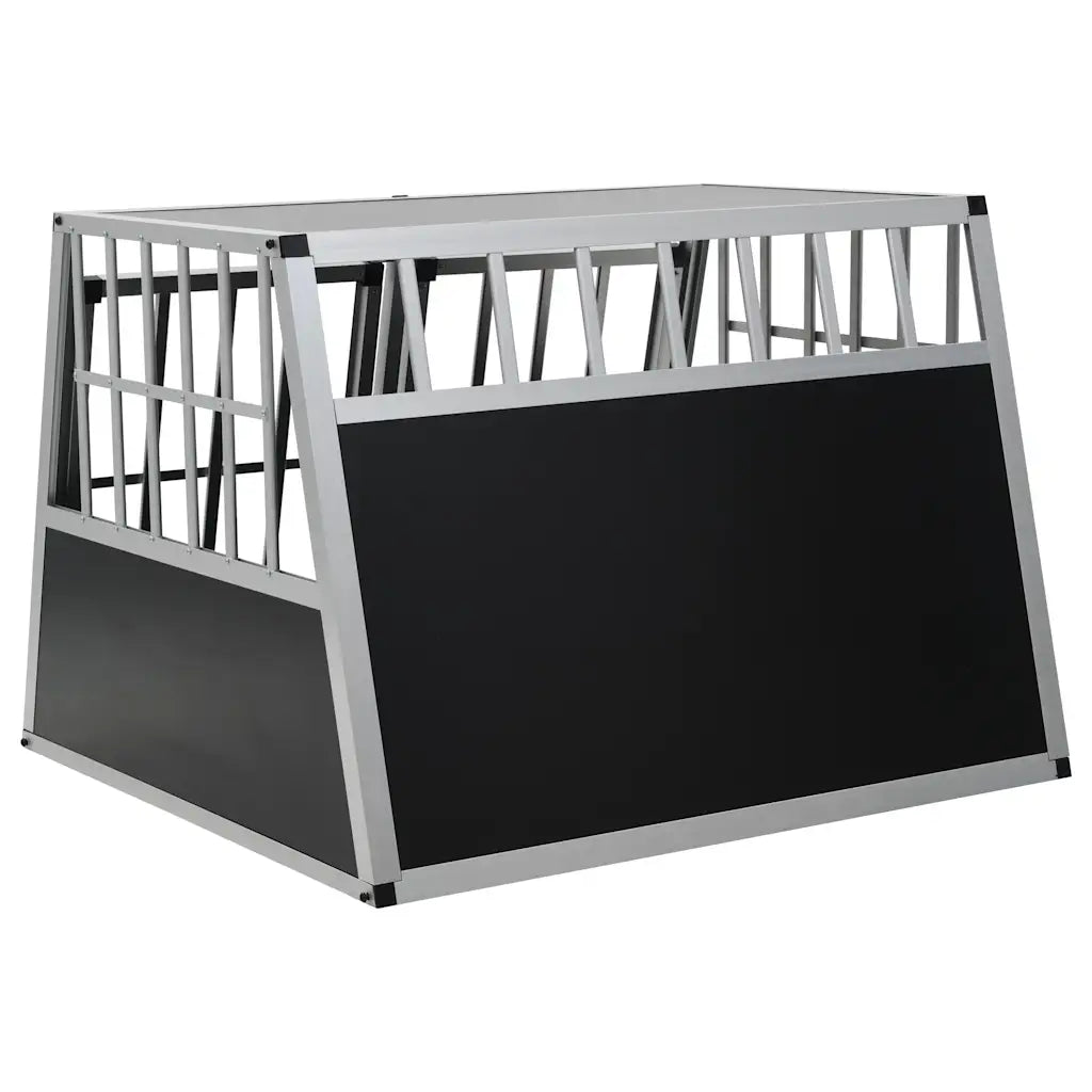 Rückansicht der Hundetransportbox aus Aluminium und MDF