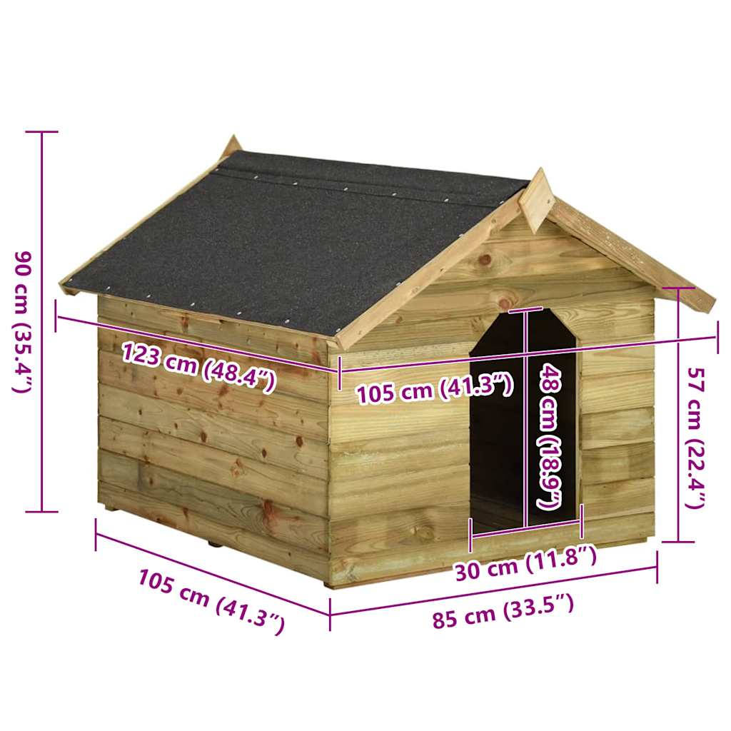 Hundehütte mit öffnendem Dach Imprägniertes Kiefernholz