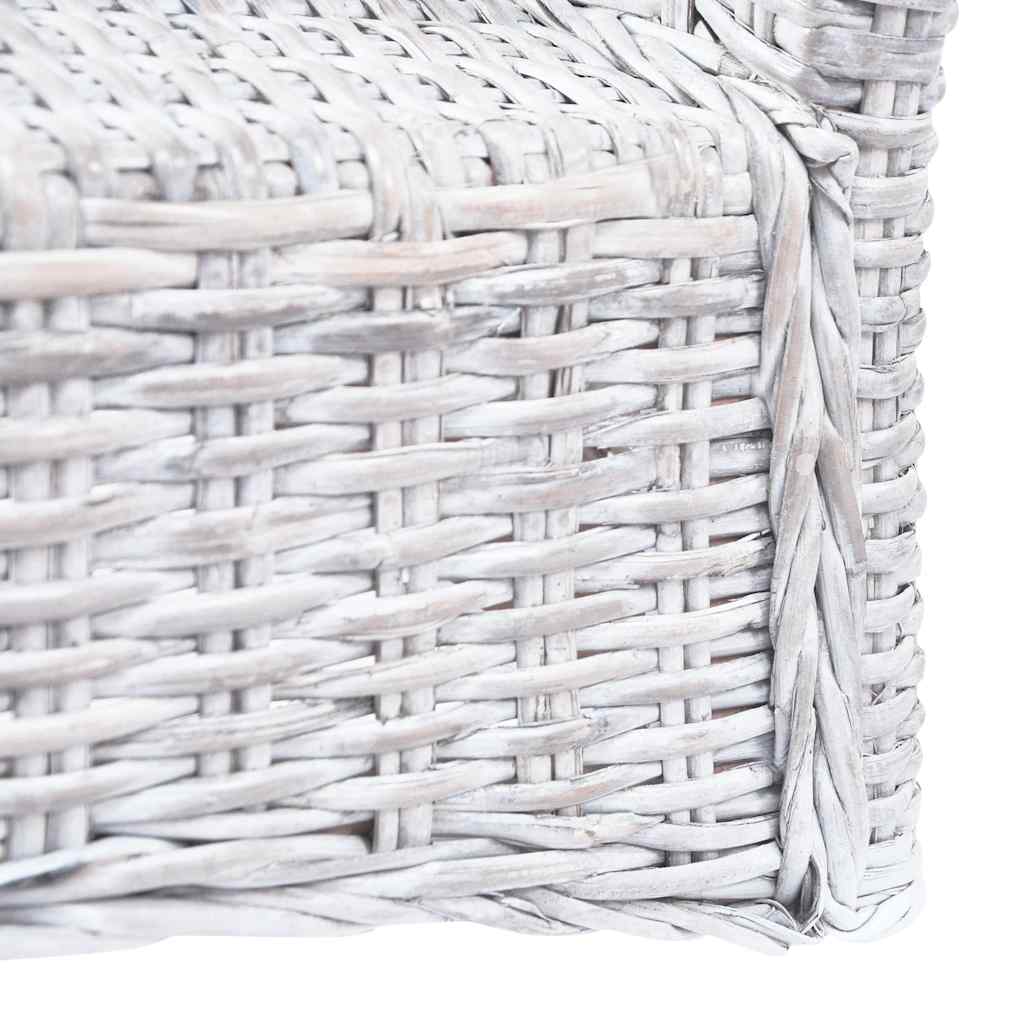 Esszimmerstühle 4 Stk. Weiß Kubu Rattan und Mangoholz