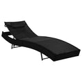 Sonnenliege mit Kissen Poly-Rattan Schwarz