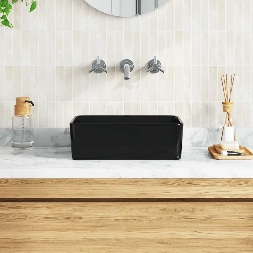 Waschbecken 40 x 30 x 13 cm Keramik Schwarz