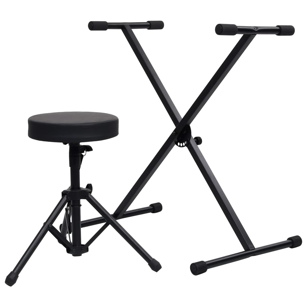 Keyboardständer und Hocker Set Schwarz