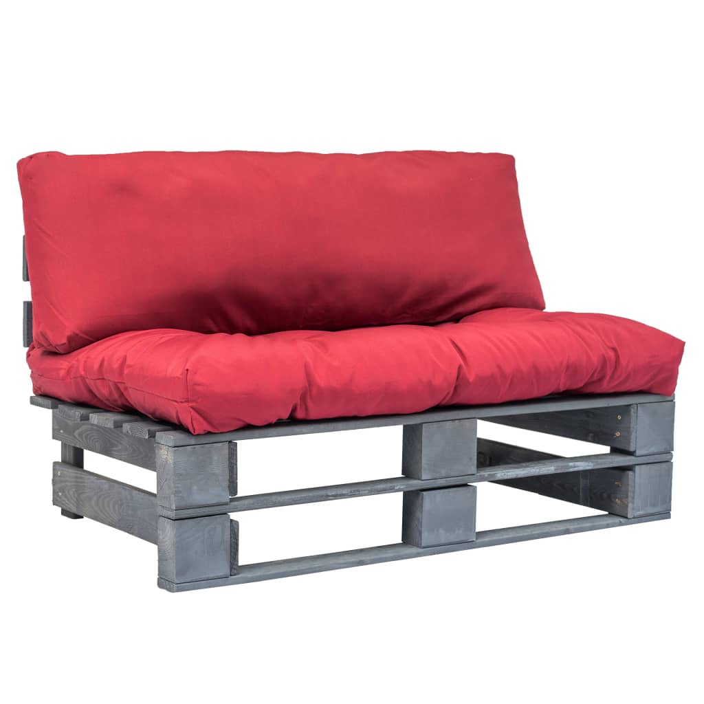 Outdoor-Sofa Paletten mit Kissen in Rot Kiefernholz