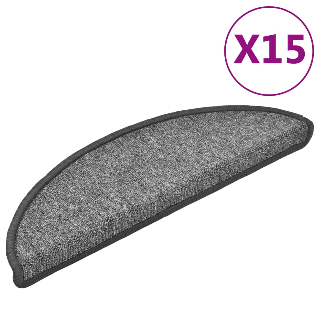 Stufenmatten 15 Stk. 56x17x3 cm Dunkelgrau Halbrund
