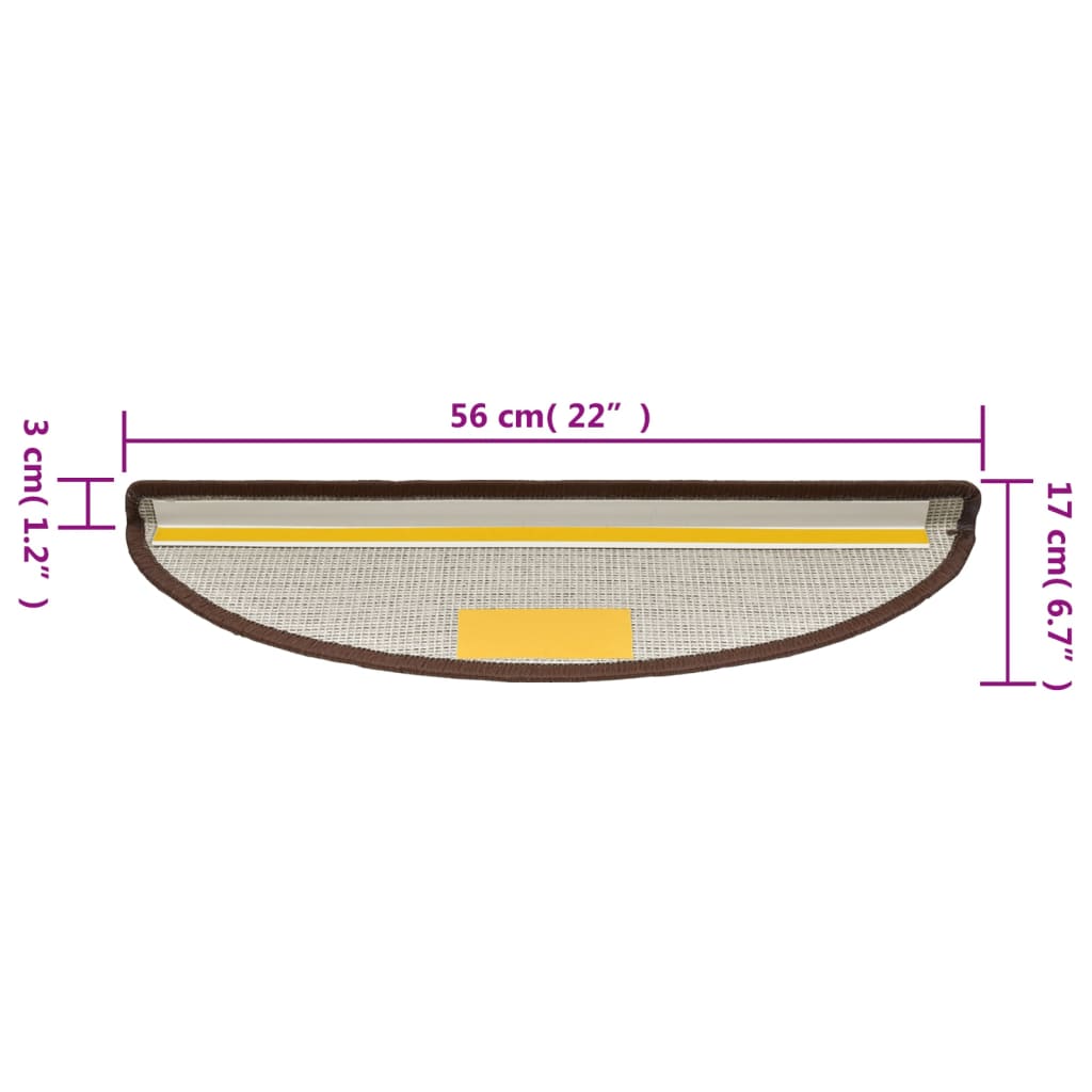 Stufenmatten 15 Stk. 56x17x3 cm Kaffeebraun Halbrund