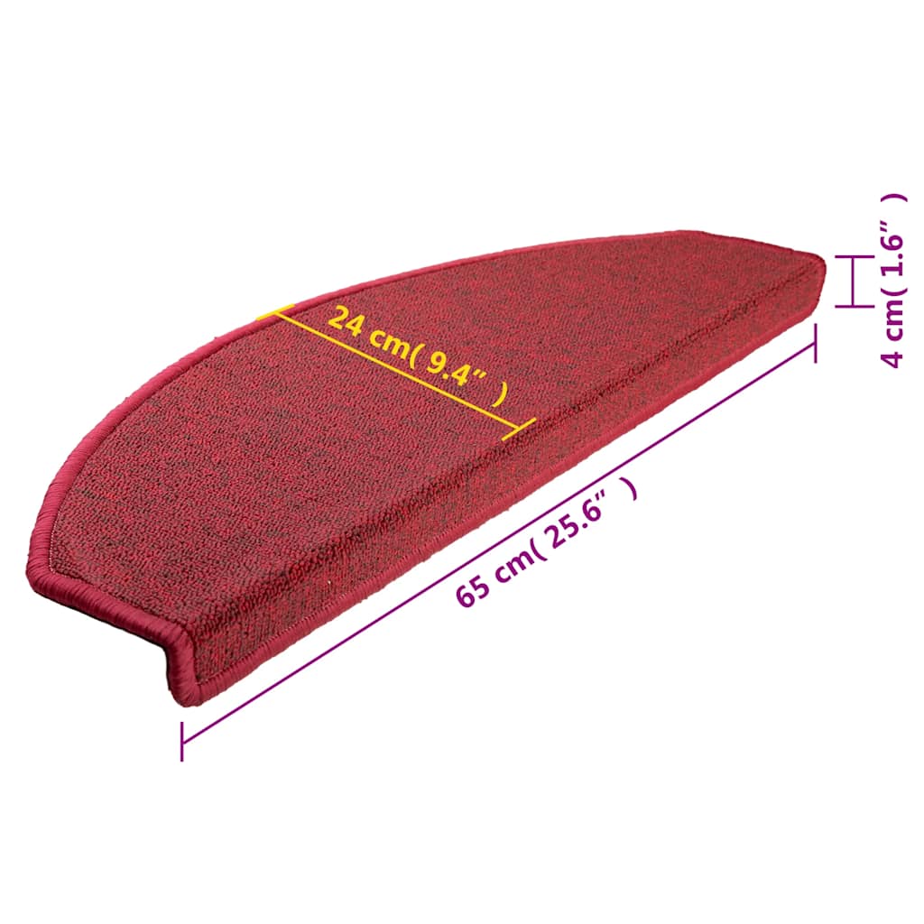 Stufenmatten 15 Stk. 65x24x4 cm Rot Halbrund Groß