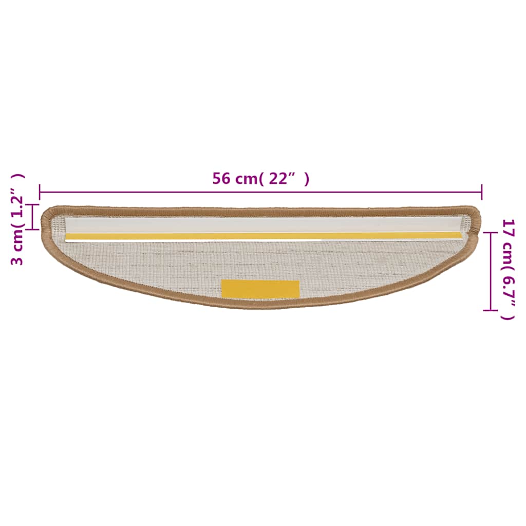 Stufenmatten 15 Stk. 56x17x3 cm Beige Halbrund
