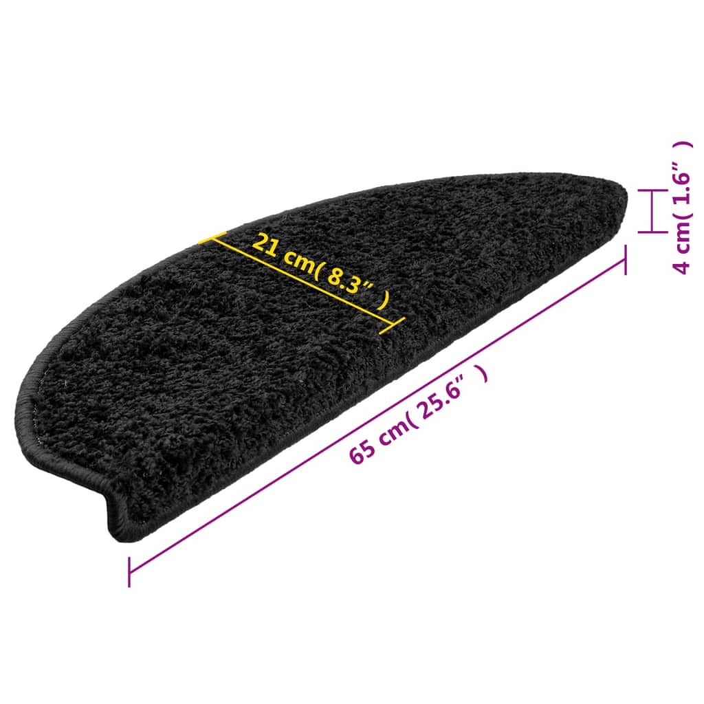 Stufenmatten 15 Stk. 65x21x4 cm Schwarz Halbrund Groß