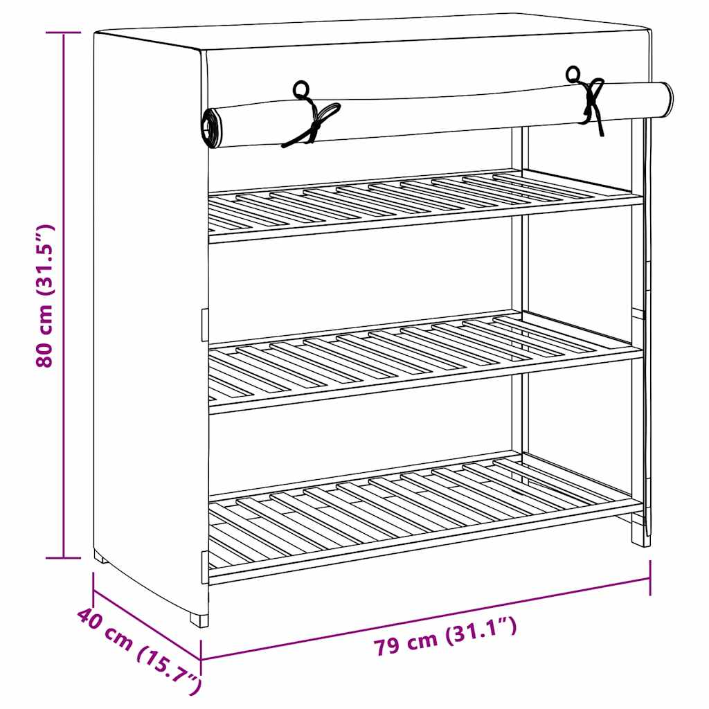 Schuhschrank mit Abdeckung Weiß 79 x 40 x 80 cm Stoff