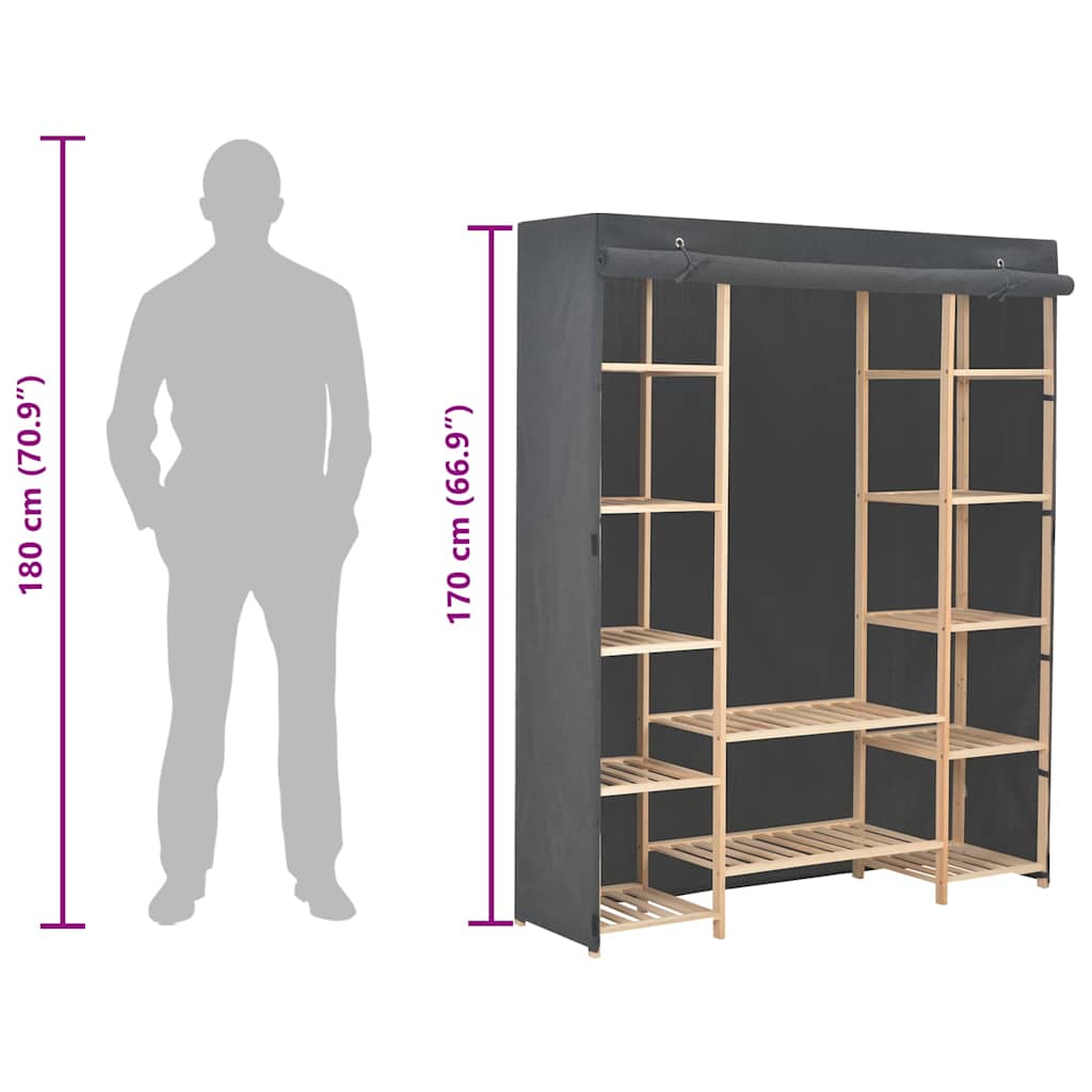 Kleiderschrank Grau 135 x 40 x 170 cm Stoff