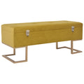 Bank mit Staufach 105 cm Senfgelb Samt