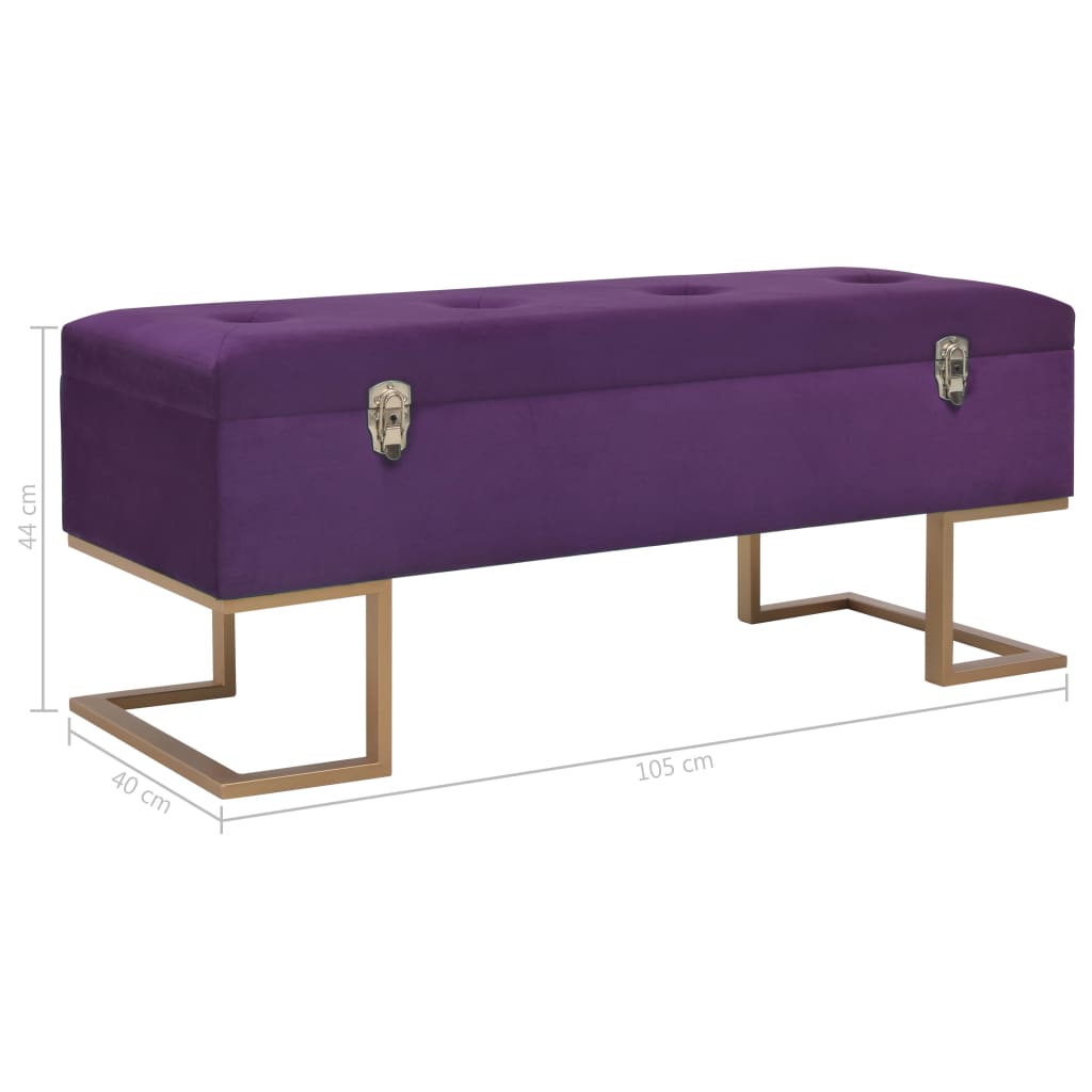 Bank mit Staufach 105 cm Lila Samt