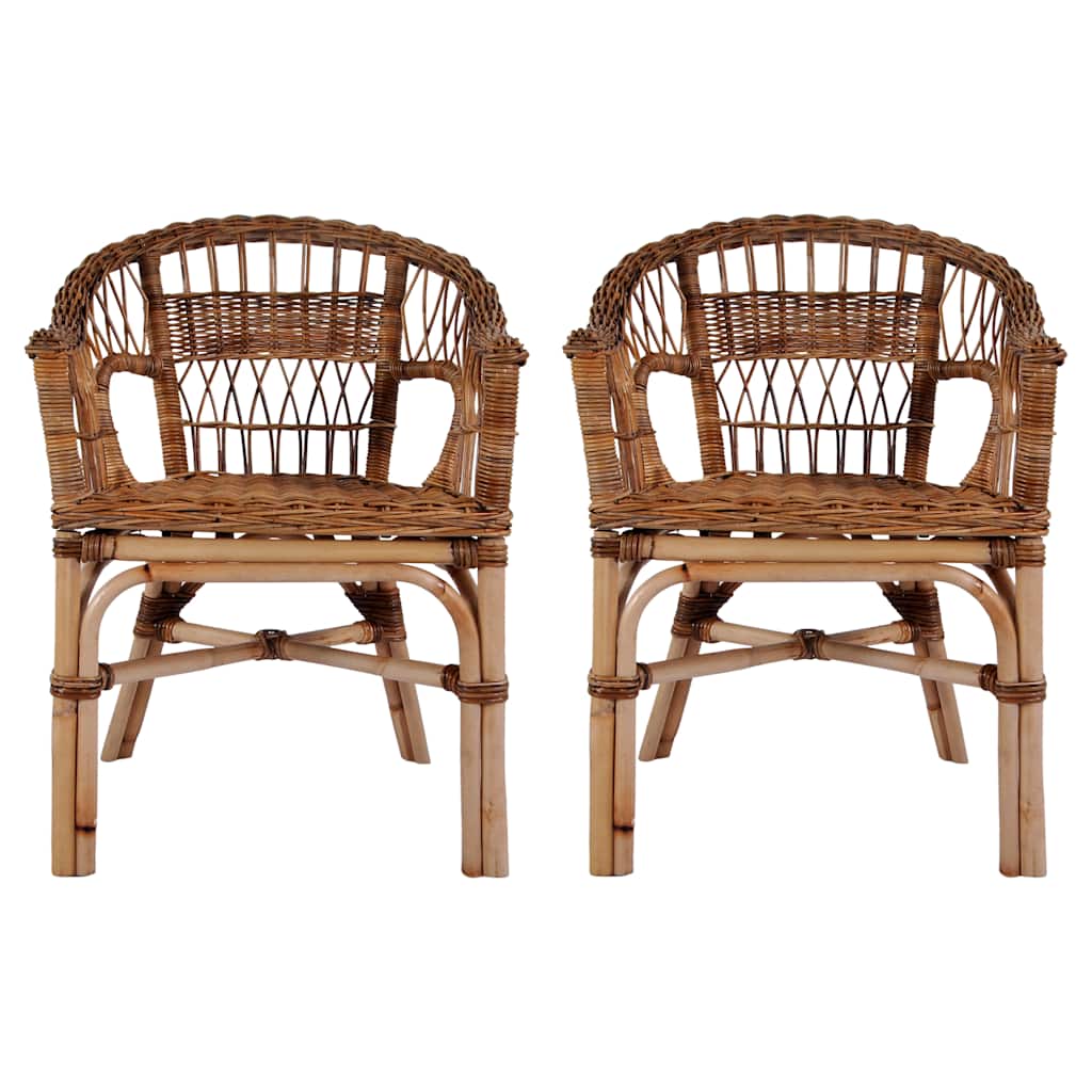 Gartenstühle 2 Stk. Natürliches Rattan Braun
