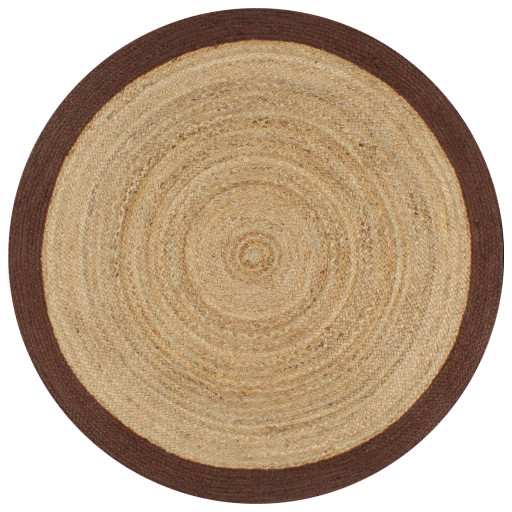 Teppich Handgefertigt Jute mit Braunem Rand 90 cm